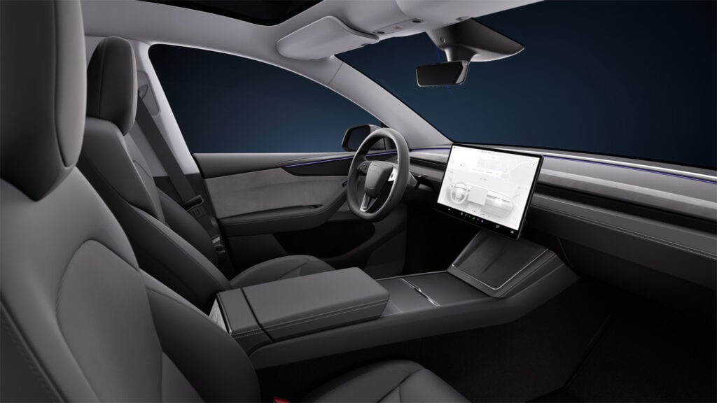 Förarmiljö Tesla Model Y Juniper facelift.