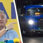 Ryanairs vd Michael O'Leary med en Mercedes-taxi inklippt.