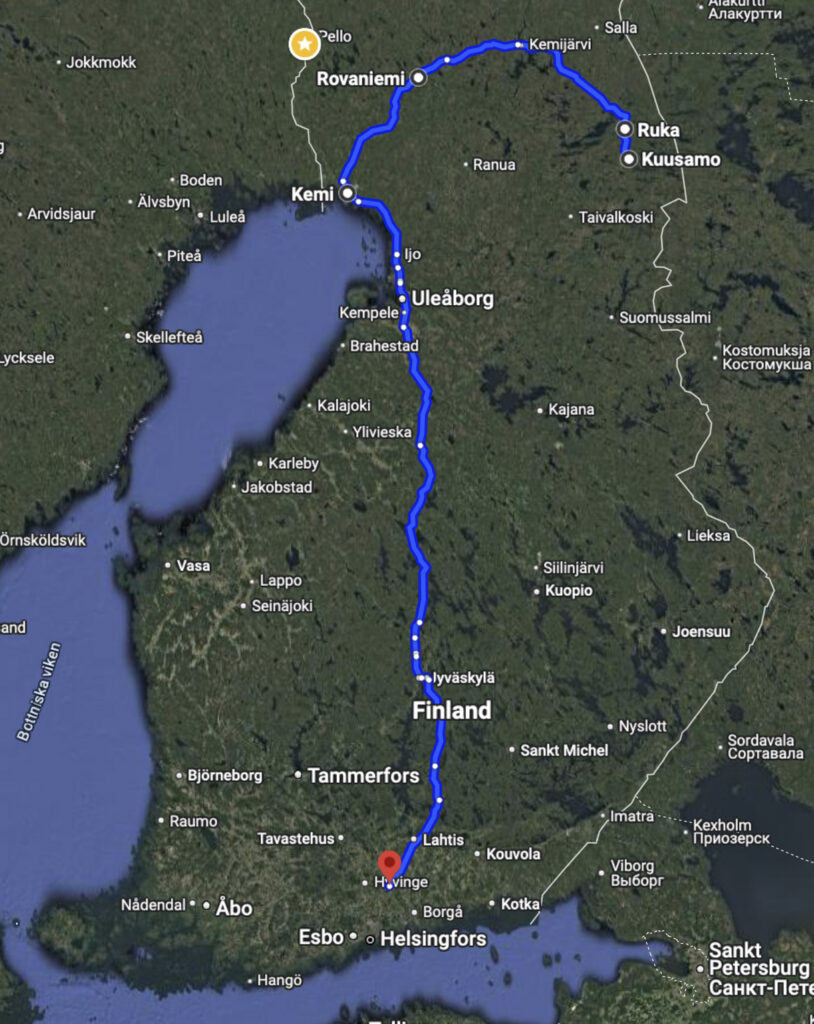 Körsträckan visad på Google maps