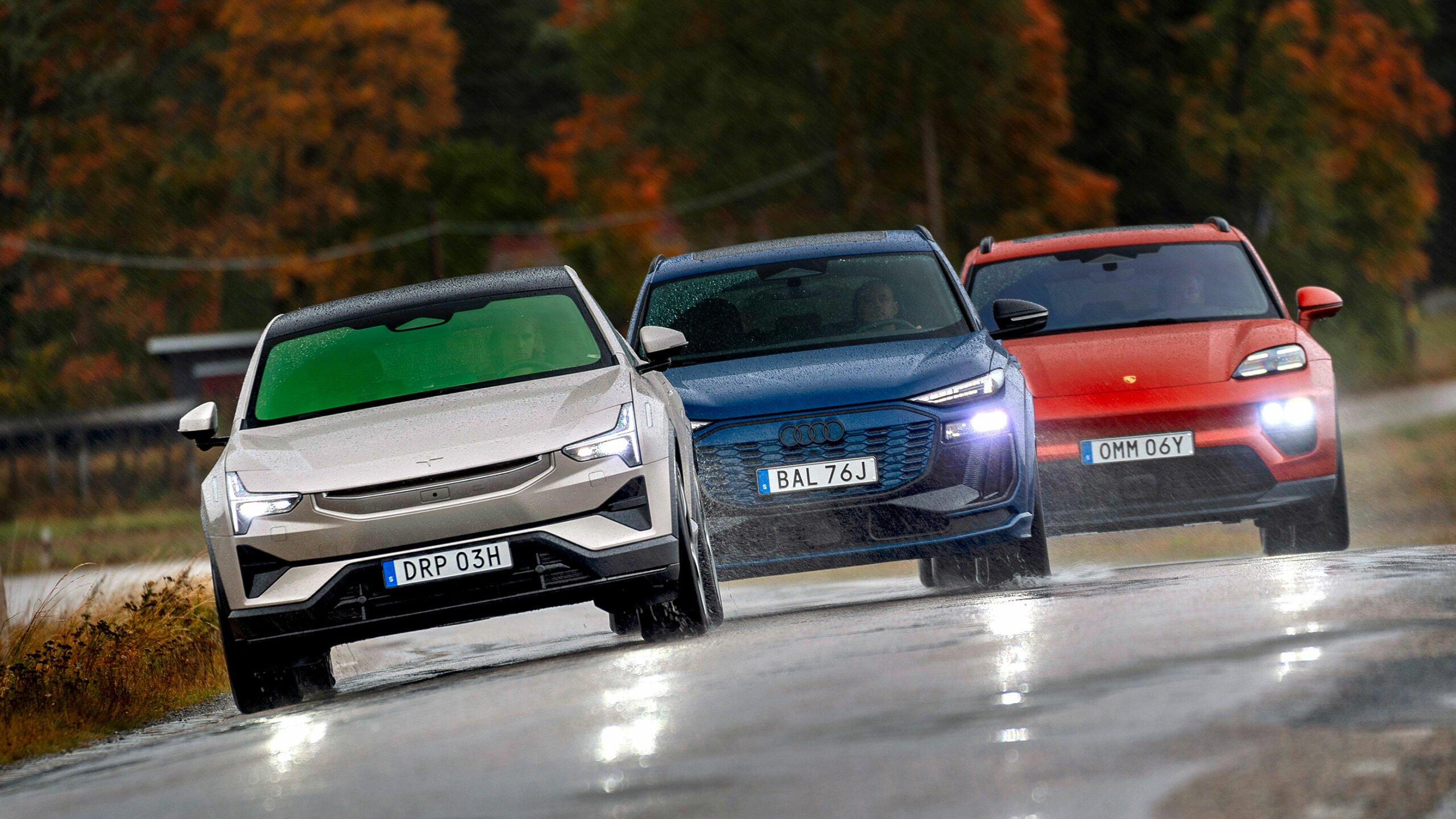 Tre lyxiga elsuvar Audi Polestar Porsche